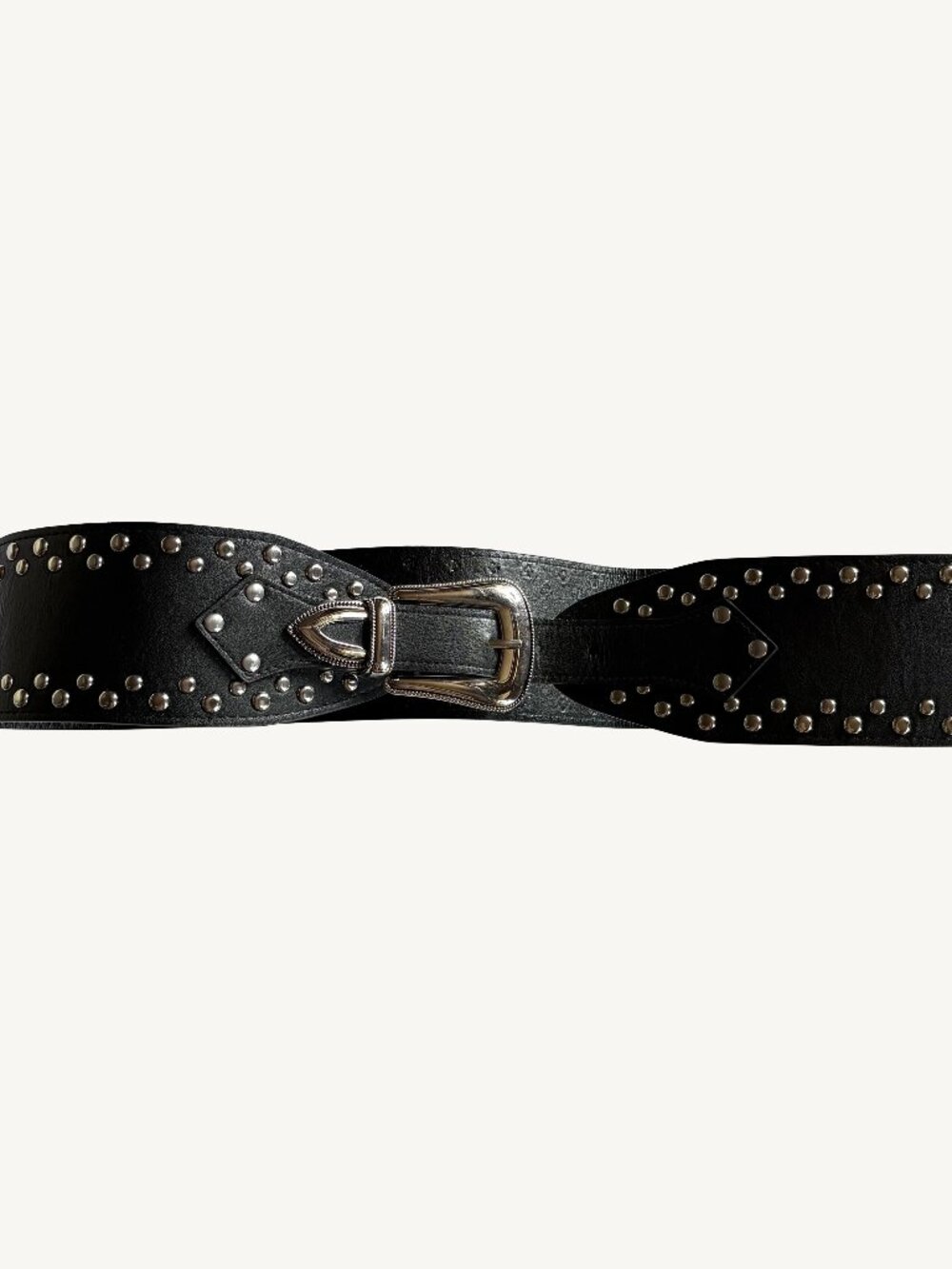 Ardene Black Faux Leather Wide Belt with Silver Rivet Details